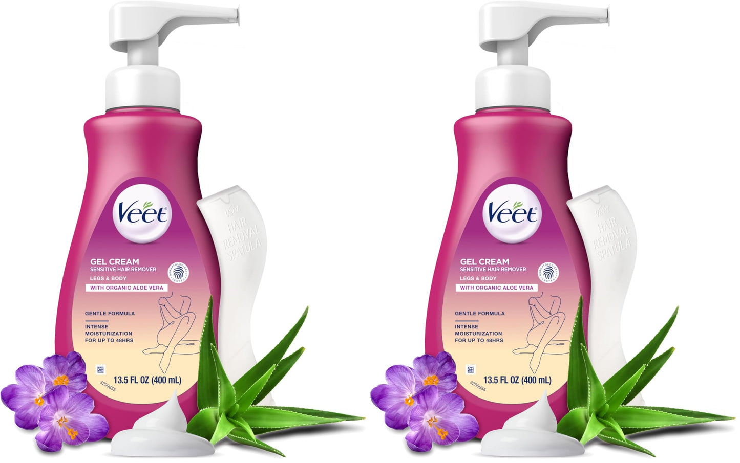 Veet Sensitive Skin Hair Removal Cream For Women, Painless Bikini Hair Removal Gel, Dermatologically Tested Depilatory Cream For Bikini Line, Legs, Arms, Underarms, 13.5 FL OZ Pump Bottle with Tool