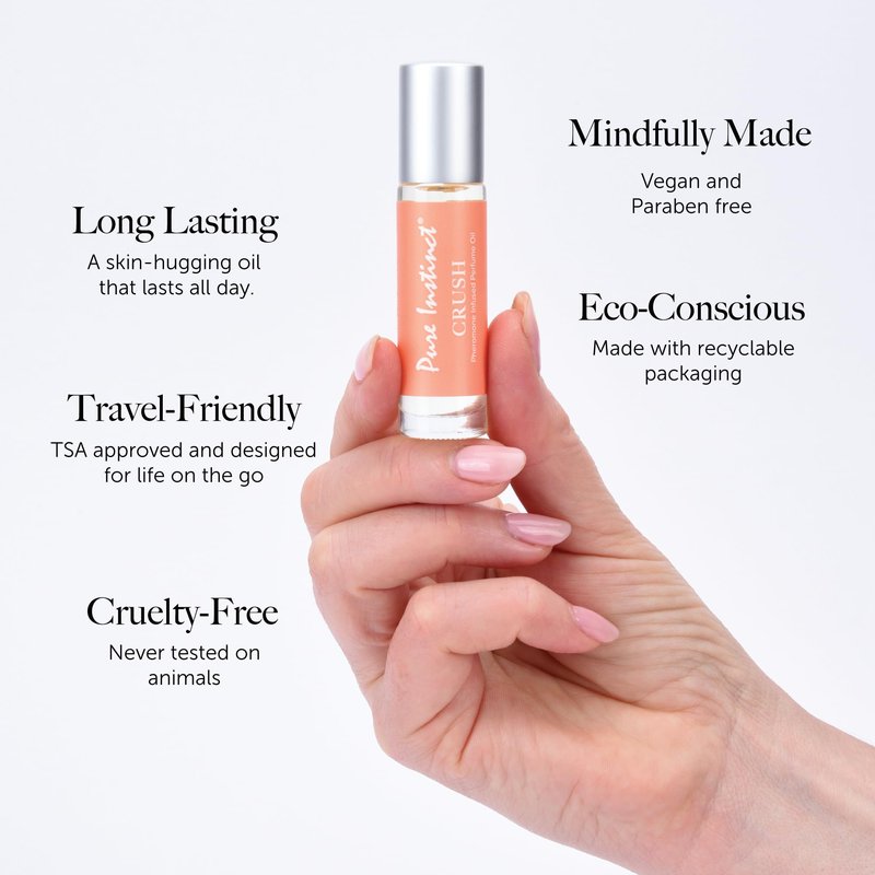 Pure Instinct CRUSH The Original Pheromone Infused Essential Oil Perfume Cologne - For Her Women - TSA Ready (Roll On Bottle 0.34 Fl. Oz./10.2mL)