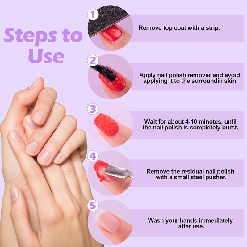 Skiennix Gel Nail Polish Remover - Professional 3-Pack for Quick & Easy Removal in 3-6 Minutes