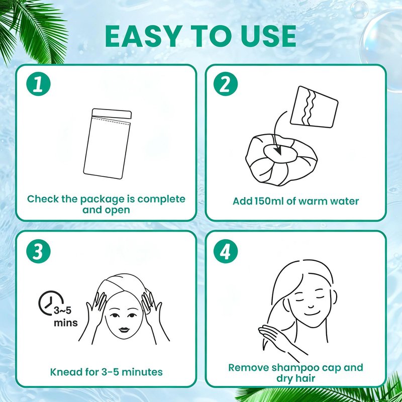 CUKWUYBY 3 Pack Shampoo Caps No Rinse Waterless Shampoo Caps Hair Wash Caps Shampoo and Condition Cap for Bedridden Patients, Elderly, Adults