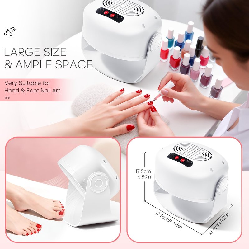 Nail Fan Dryer for Regular Nail Polish,LXIANGN Rotating Regular Polish Nail Dryer Fan with Hot and Cool Air,Professional Air Nail Dryer for Manicure Salon and Daily Home Use (White)