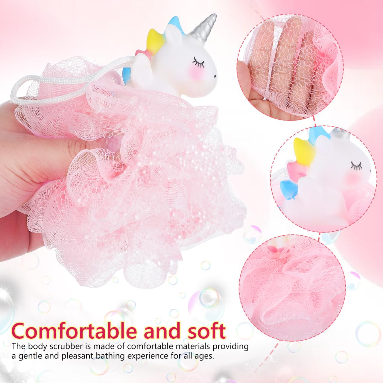 Balacoo Shower Loofah: 2 Pcs Unicorn Loofahs Animal Loofah Kids Loofah Bath Sponge Exfoliating Scrubber Bathing Ball for Girls Boys