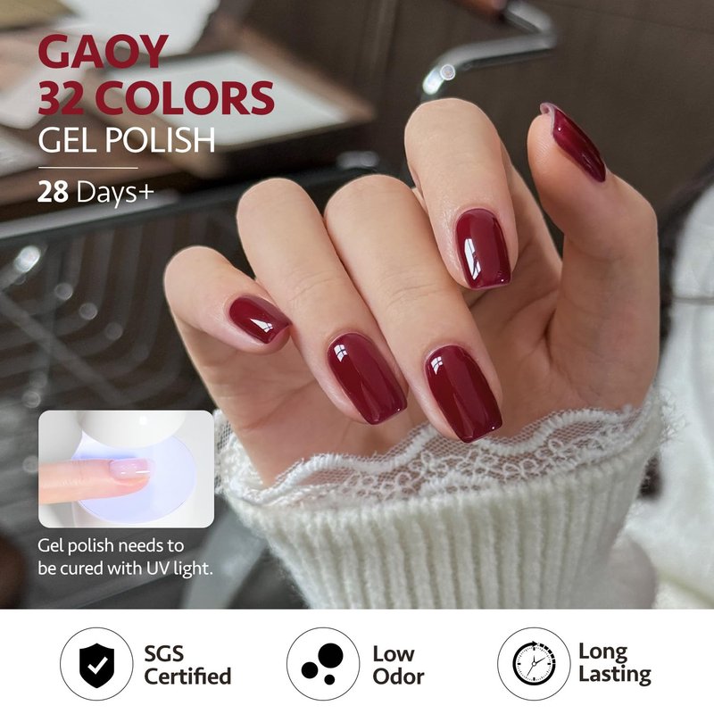 GAOY 36 Pcs Gel Nail Polish Set, 32 Colors All Season Gel Polish Kit Red Black White Nude Glitter with 4 Pcs Soak off Base Glossy Matte Top Coat & Builder for Nail Art DIY Manicure at Home