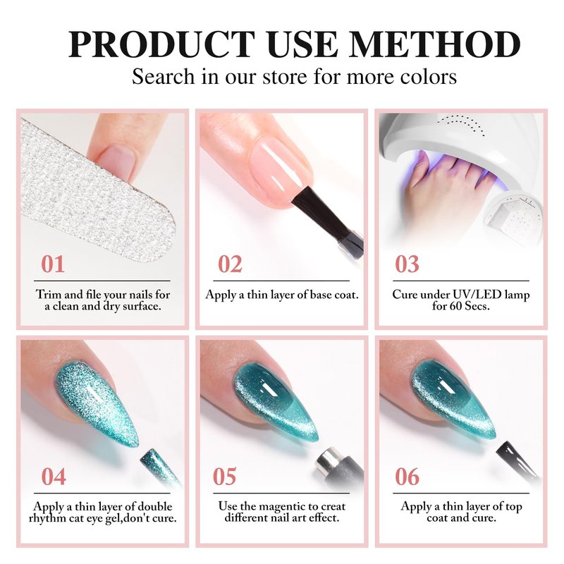 Skiennix Cat Eye Gel Polish - 15ML Ice Glass with Holographic Glitter | Translucent Sky Teal Color