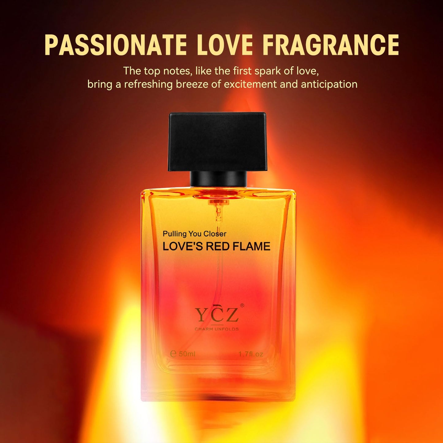 Ycz LOVE'S RED FLAME Men's Perfume 1.65 oz, Gradient Red Flame Bottle for Passionate Love Perfume, Spicy Woody Signature Long-Lasting Fragrance - Ideal Men Perfumes for Special Occasions Daily