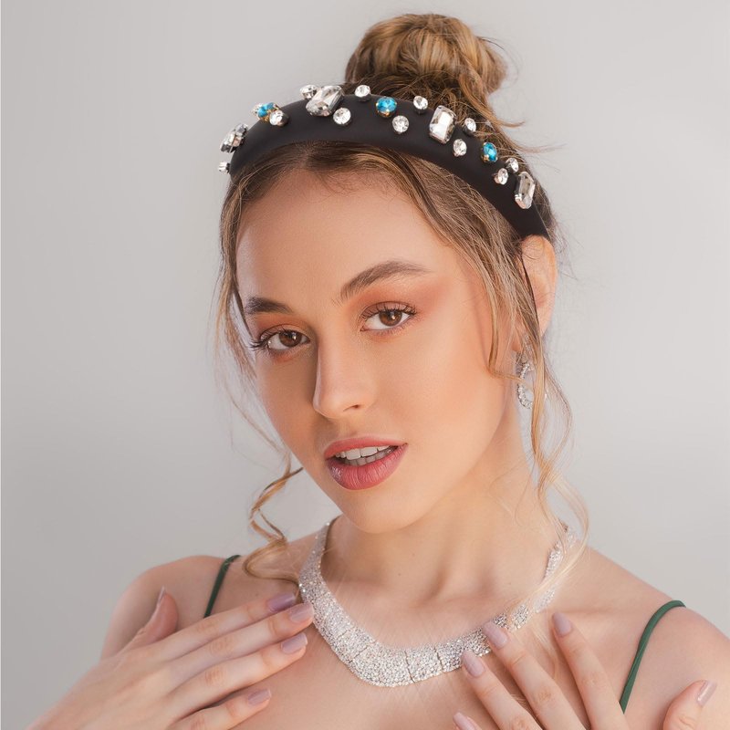 Amariver Rhinestones Headbands for Women Sparkle Jeweled Hair Band Padded Head Bands Bling Crystal Hairbands Shiny Headband Stylish Hair Accessories for Women Girls (Black)