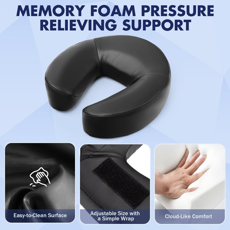 KONOVOLY Massage Headrest for Bed, Massage Home Mattress Top Massage Bed Head Extension Kit, Adjustable Headrest Face Cushion Massage Table at Home, Face Down Pillow After Eye Surgery (Black)
