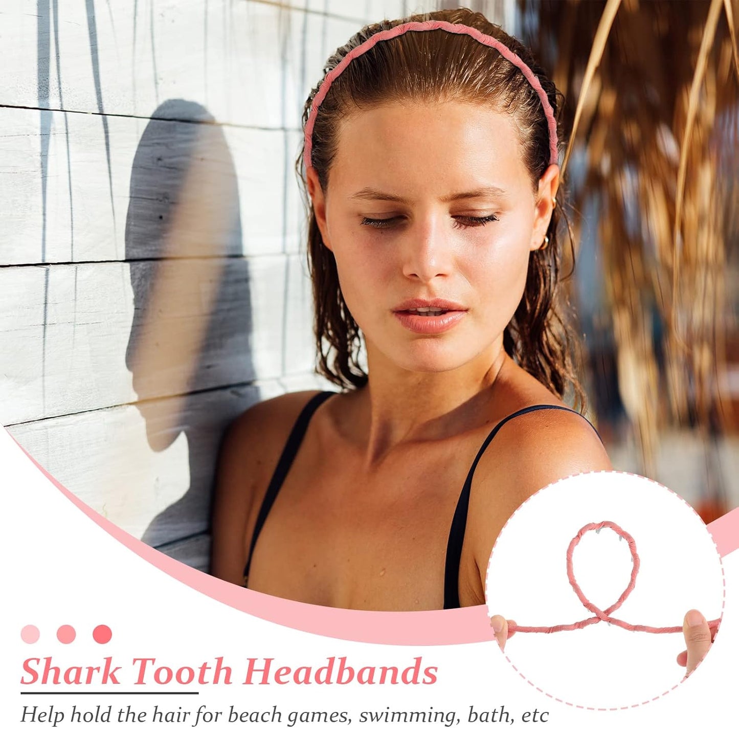 Syhood 6 Pieces Zigzag Headbands for Women Shark Tooth Comb Hairbands Wrapped Cloth Hairbands Wave Shape Plastic Hair Band Hair Accessory(Adorable Pattern)