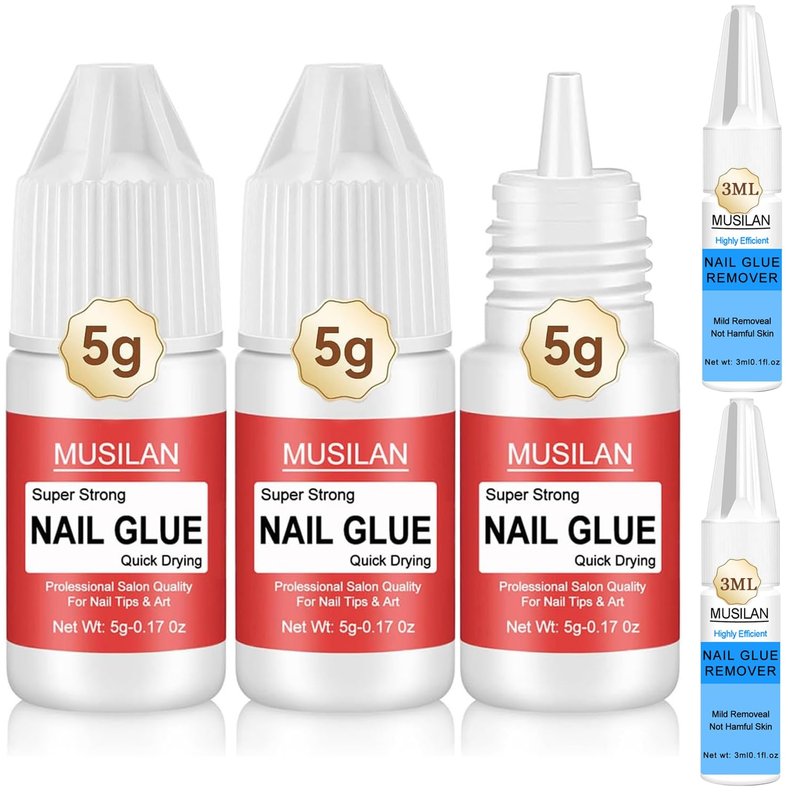 Nail Glue,Super Strong Nail Glue for Press on Nails,Nail Glue Remover Glue for False Nail Tips Long Lasting Acrylic Nail Adhesive Professional Nail Tip Glue Press On Nail Tips