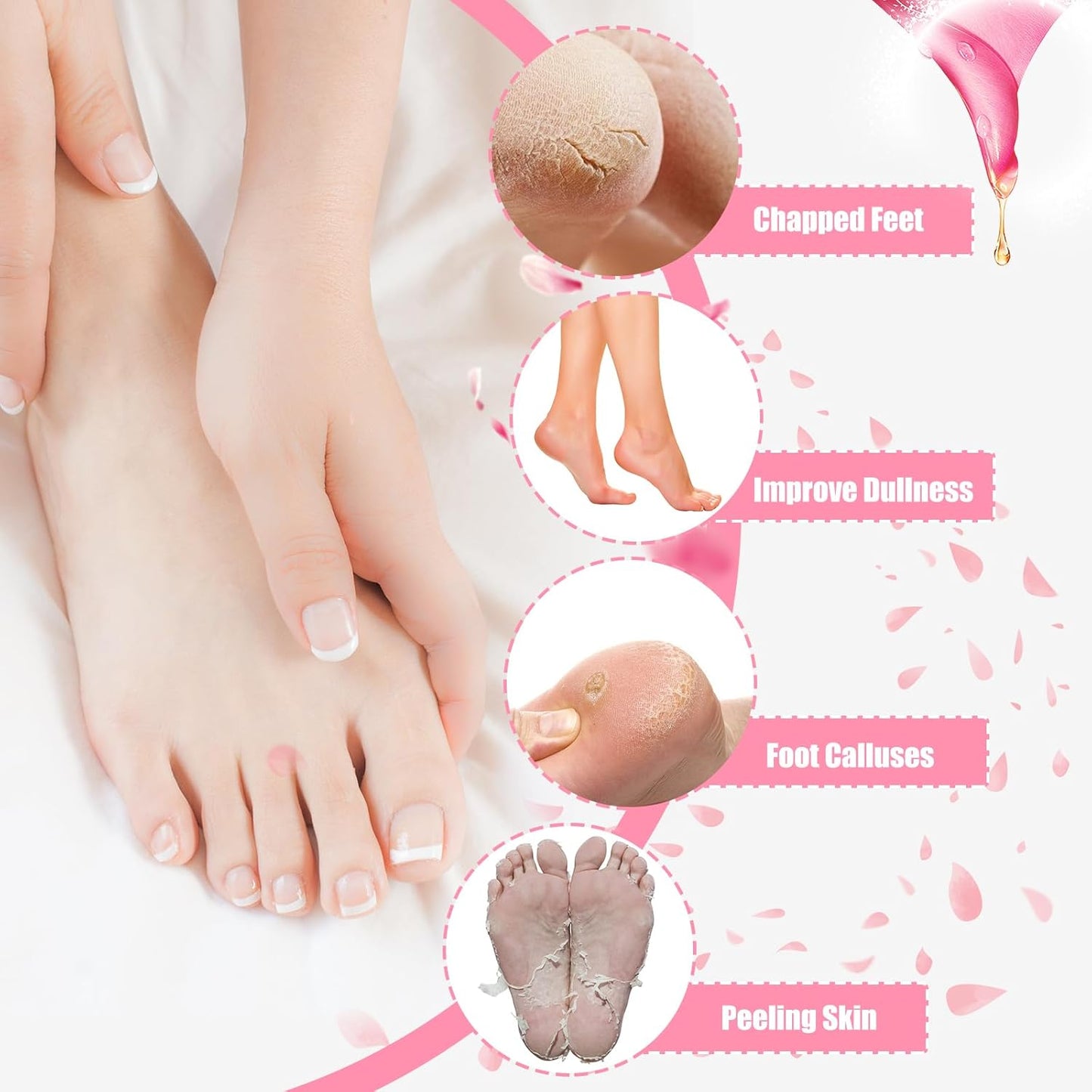 Skiennix Moisturizing Socks - Silicone Gel Socks for Softening Dry Cracked Feet | 2 Pairs