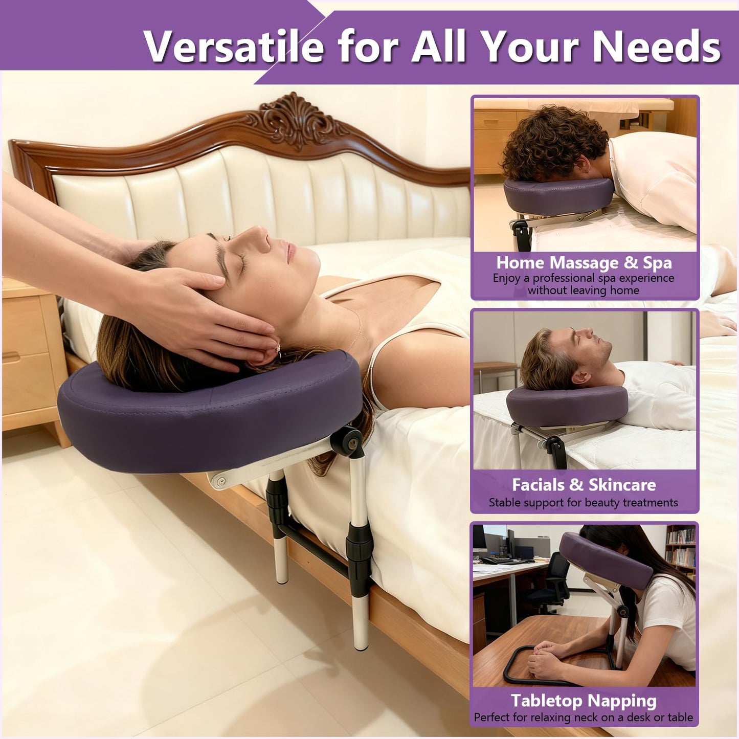 ZNALDP Massage Headrest for Bed, Adjustable Home Mattress Top Face Cradle Kit, Head Cushion for Massage Face Down, Quick Setup for Massage, Facial, Lash & Brow Services, Post Eye Surgery Recovery
