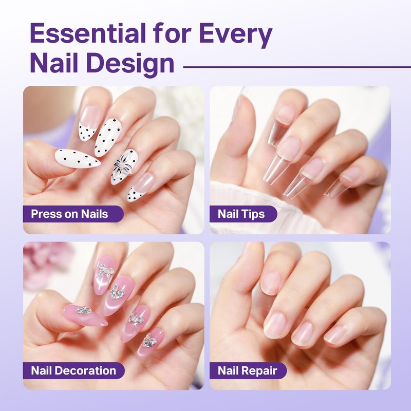 MIZHSE 2PCS Semi Solid Nail Glue Gel for Press On Nails Tips, Super Strong Quick Drying No U V Light Needed Glue on Nails, Easy-Control Non-Run Formula Fake Acrylic Nails Kit Glue Gel
