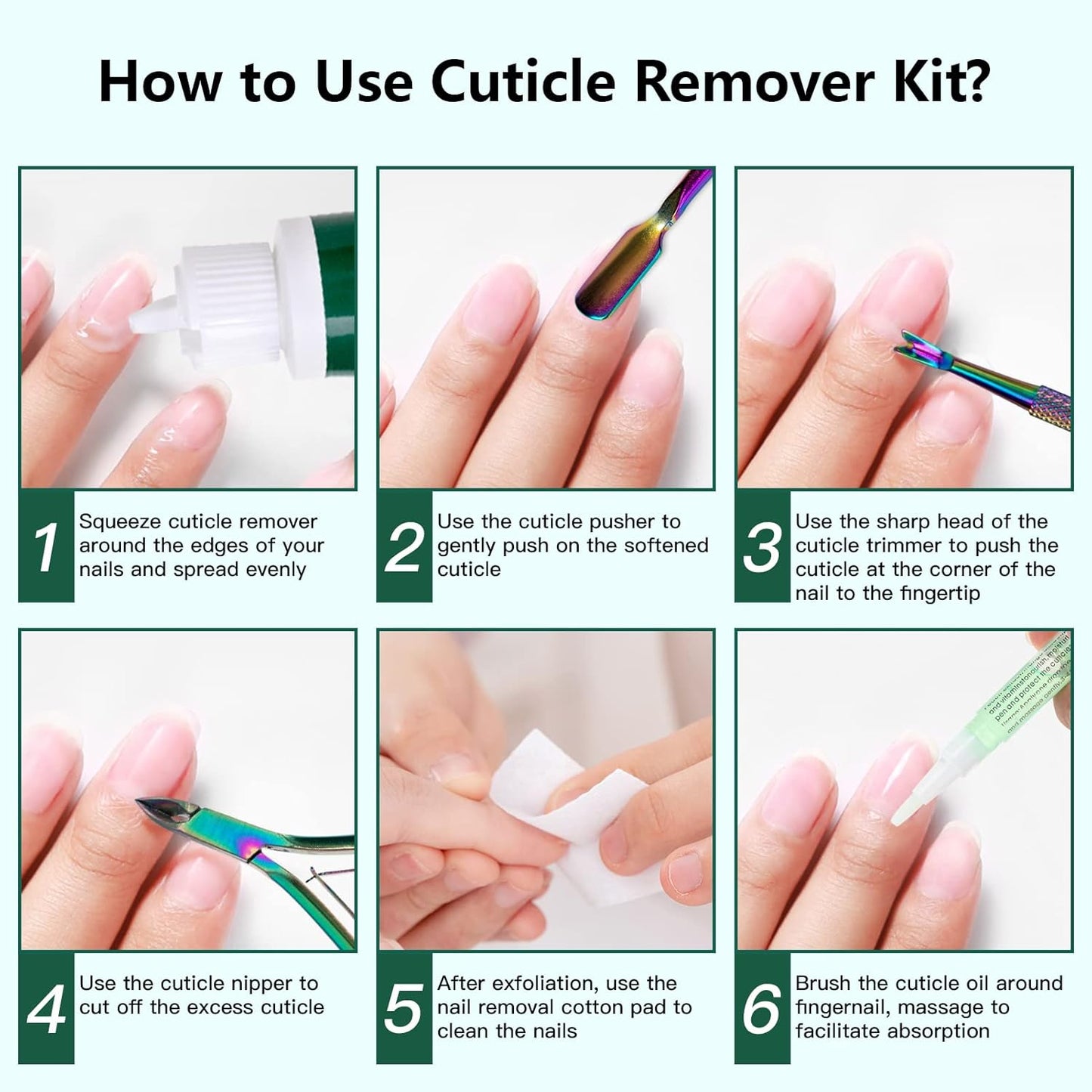 XIFEPFR Cuticle Remover Kit - Moisturizing Cream & Oil Pen with Trimmer, Pusher & Cotton Pads | Perfect Gift for Women