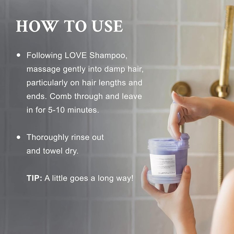 Davines LOVE Smoothing Conditioner - Rich Anti-Frizz Formula for Coarse Hair | Hydrates & Adds Shine