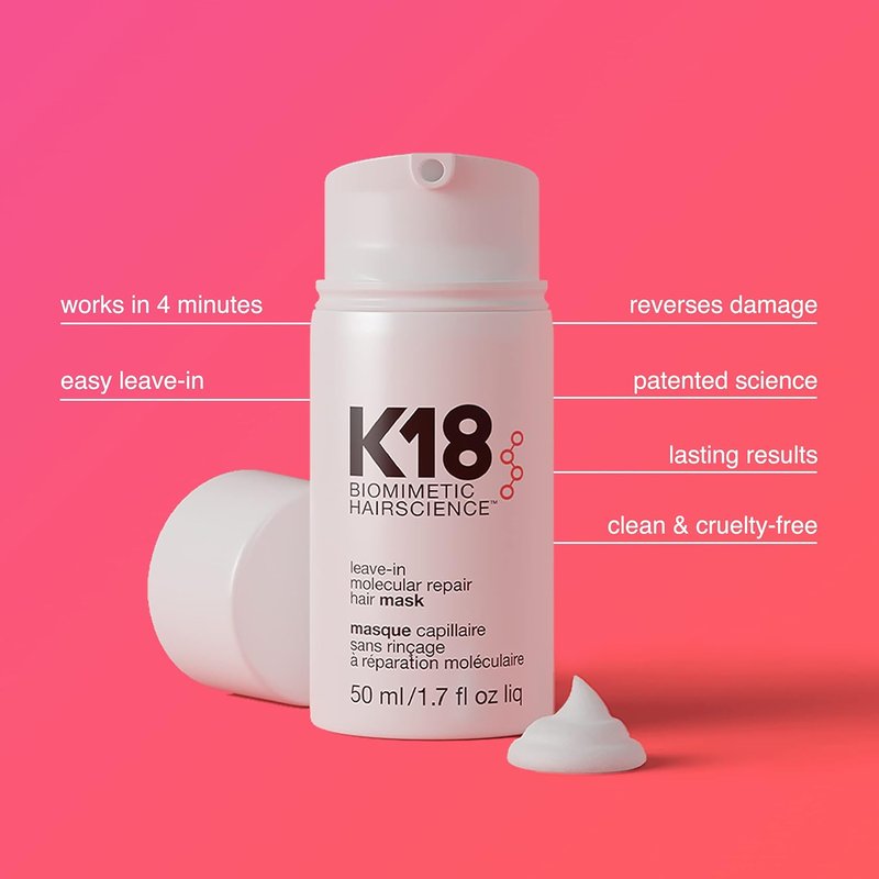 K18 Detox & Repair Bundle | Color Safe Detox Shampoo, Leave-In Mask & Strengthening Oil - 50ml, 8.5oz, 30ml