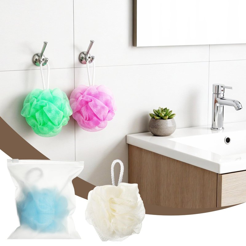 Ckhoid 24 Pack Travel Size Loofah Individually Wrapped, Small Shower Puff Bath Sponge Pouf Ball Bulk Mesh Bath Puff Mini Loofah Sponge with Bags for Women Men Shower Care (Colorful, 25g)