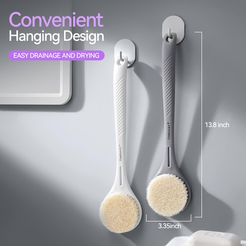 Back Scrubber for Shower for Women Men, Body Brush with Anti-Slip Long Handle