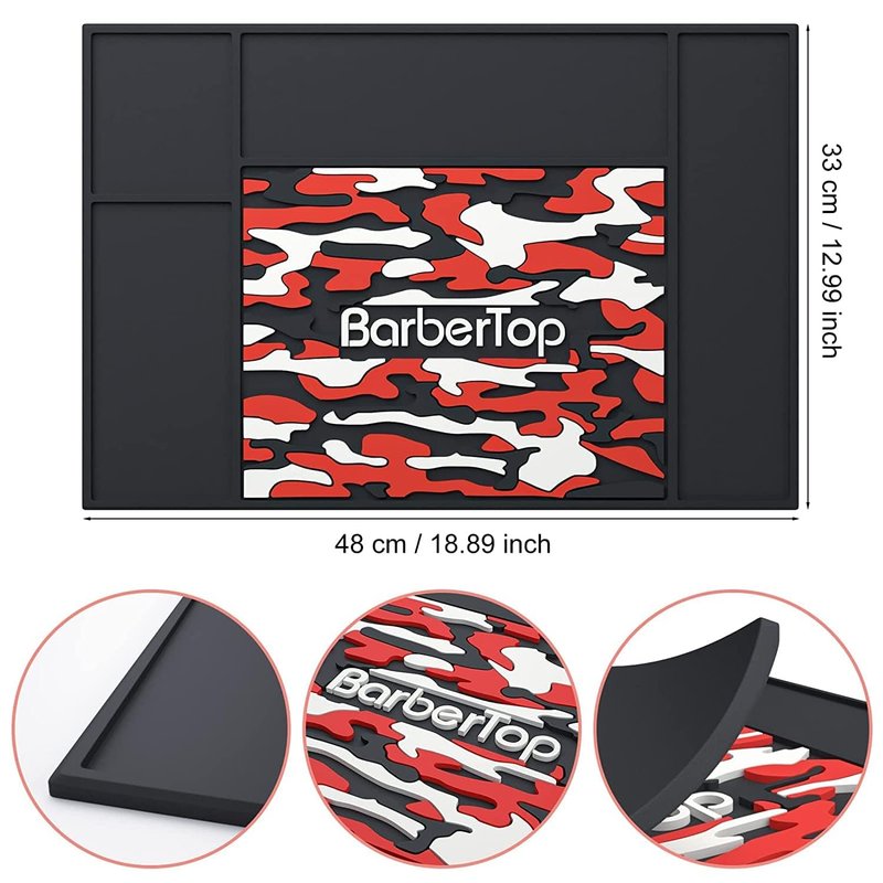 Barbershop Organizer Mats, 13 x 18.9 Barber Anti-Slip Mat Salon Haircutting Shaving Tools Resistant Table Pad Station, Clippers Matt for Beauty Salon Home
