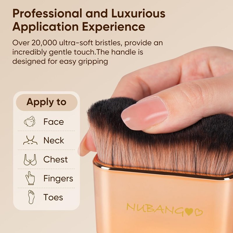 Professional Kabuki Foundation Brush - Versatile Makeup & Self Tanner Applicator | Pink Gold Finish