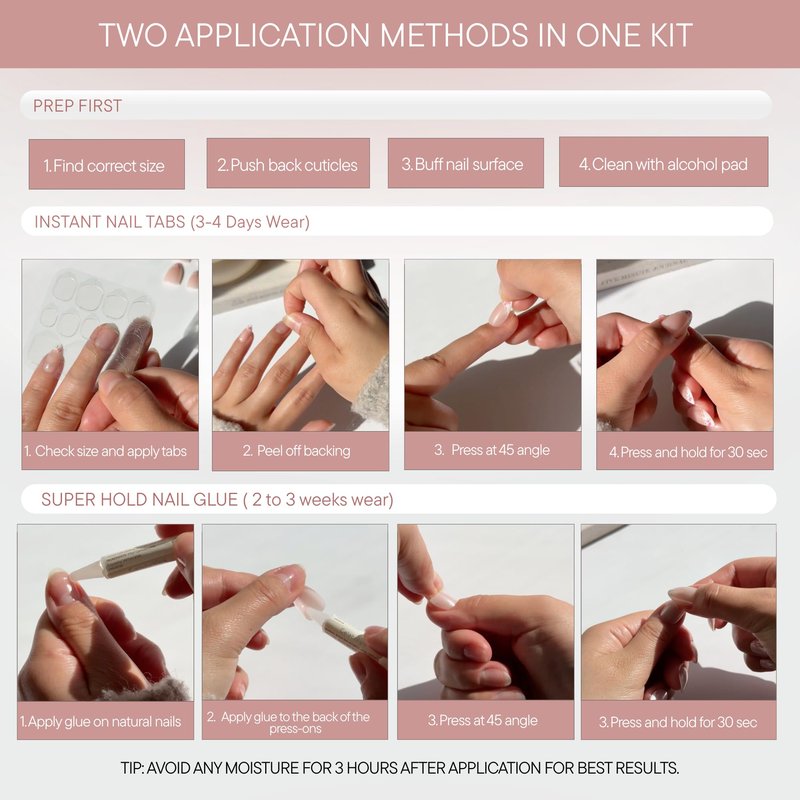 Celebritips Press On Nails - Salon U-ltimate™ | Bare Milk, Short Almond Nails, Reusable | 16 sizes - 32 Nails Kit with Glue and Sticky Tabs