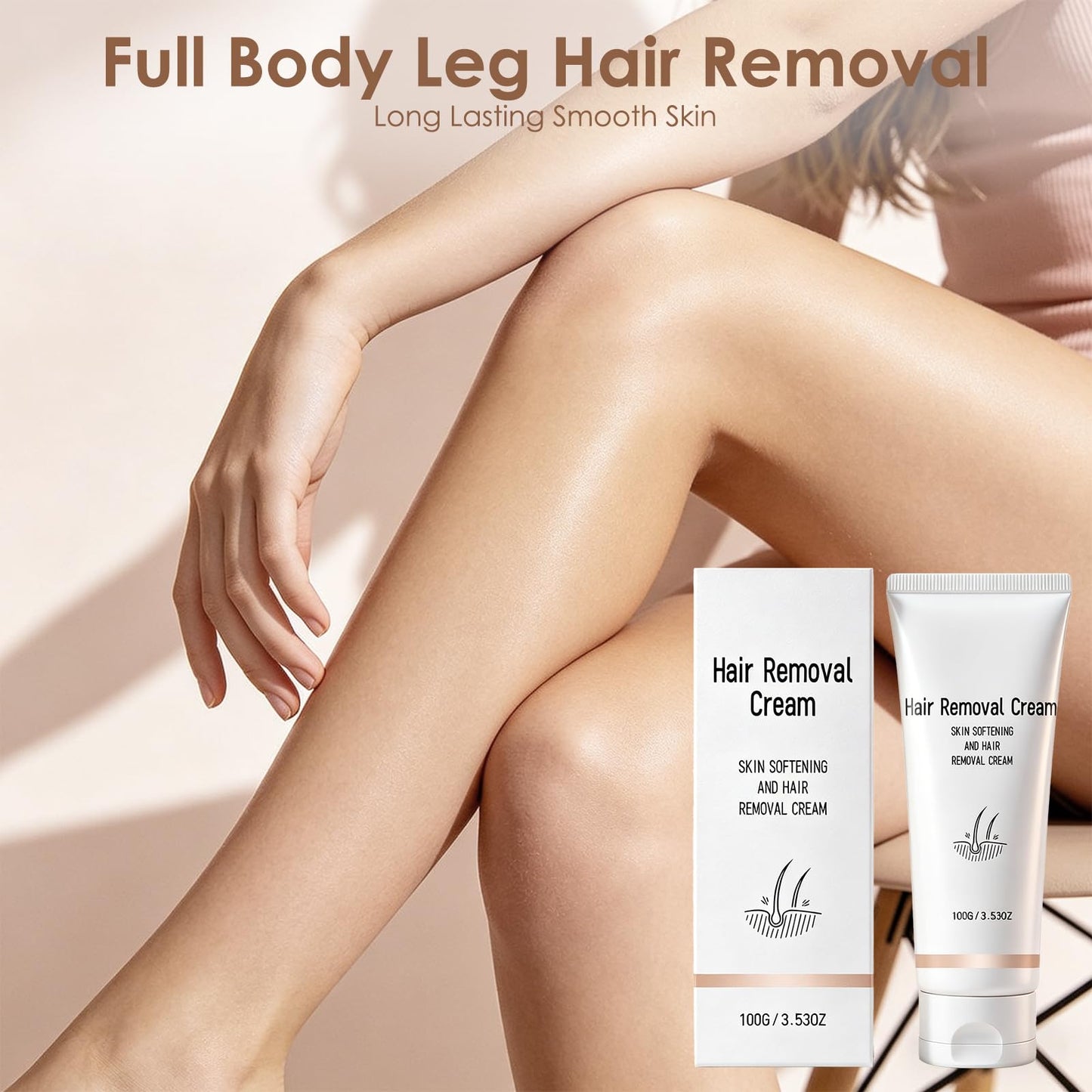 Body Hair Removal Cream for Women - Fast 5-10 Min Painless Depilatory Cream for Sensitive Skin, Moisturizing with Olive & Avocado Oil, Gentle for Underarm Leg Bikini Full Body Hair Removal 3.53oz.