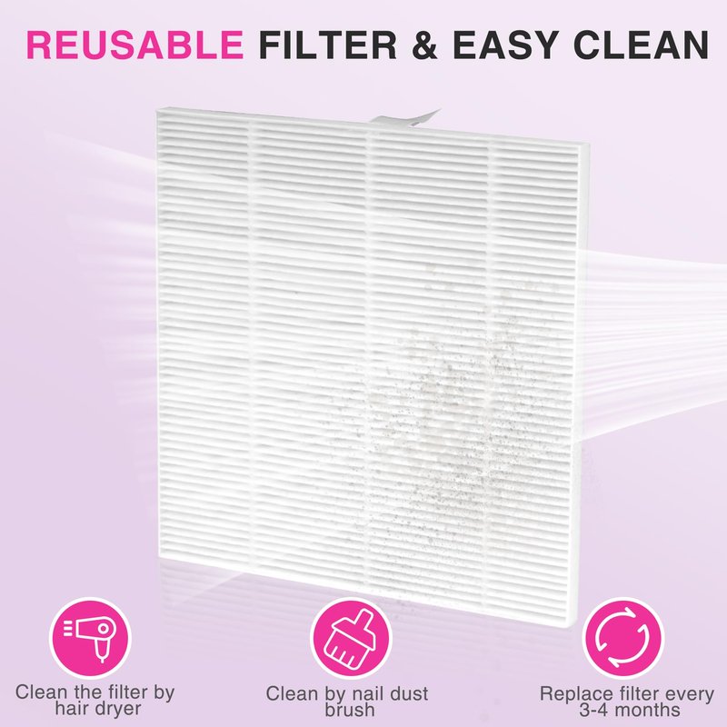 Rechargeable Nail Dust Collector, Cordless Dust Collector Nail Tech, 10 Levels Speed Low Noise & Strong Suction Nail Fan Dust Collector, Nail Vacuum Duster Professional Dust Collector for Salon, Home