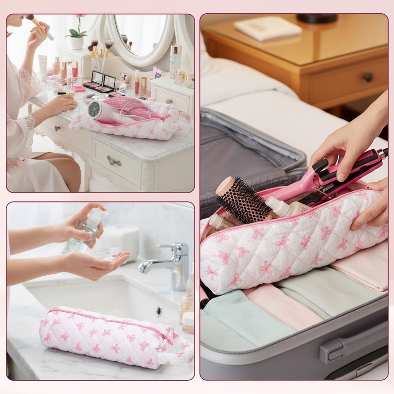 Hair Tools Travel Bag 14x5x3.9inch Hair Dryer Bag Portable Pink Travel-Case Hair-Styling Accessories Storage Case for Curling Irons Flat Irons Travel Essentials Haircare Accessories