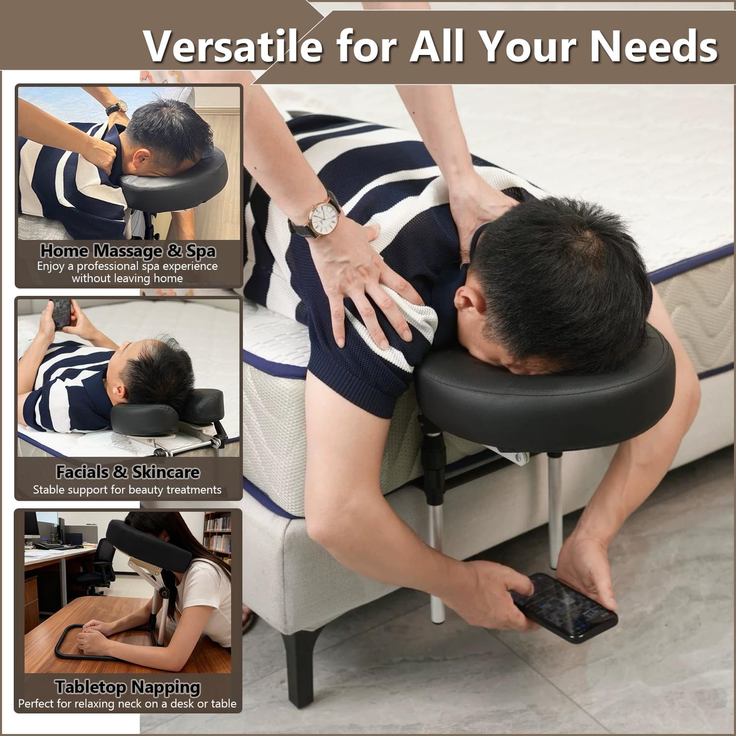 ZNALDP Massage Headrest for Bed, Adjustable Home Mattress Top Face Cradle Kit, Head Cushion for Face Down, Quick Setup for Bed Massage, Facial, Lash & Brow Services, Eye Surgery Recovery