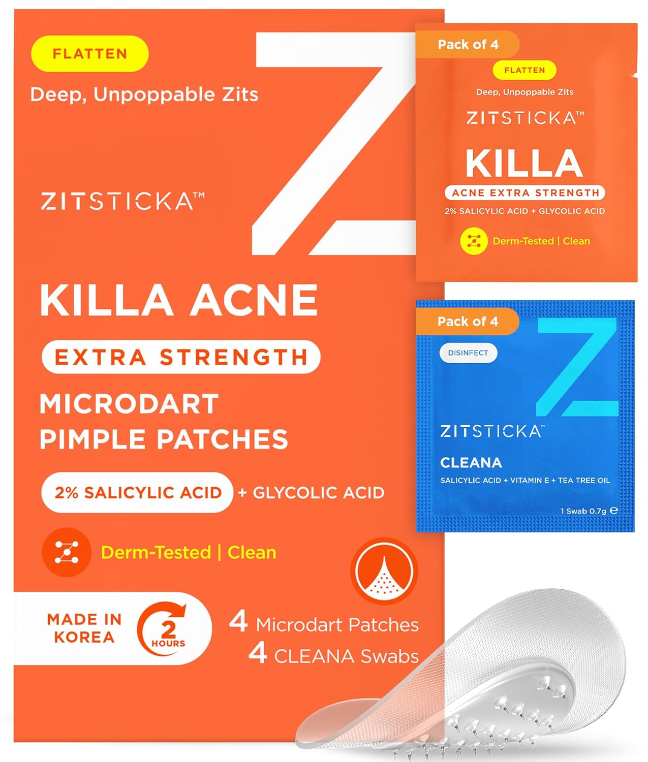 ZitSticka Extra Strength Killa Acne Microdart Patches - Fast-Acting OTC Treatment with 2% Salicylic Acid | 4 Count