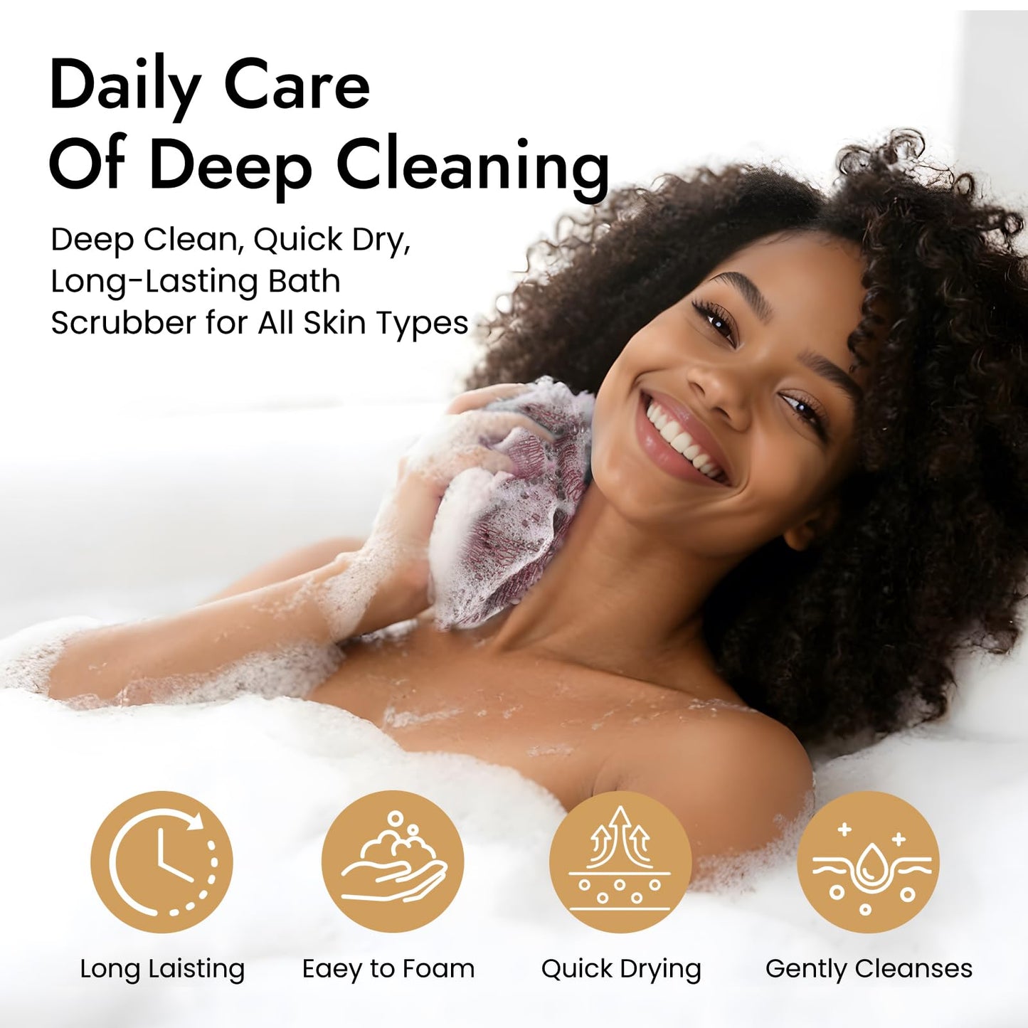 African Net Sponge 5-piece exfoliating Scrub is Suitable for All Skin Types,Bath Sponge for the face and Body, Durable and Gently Exfoliation