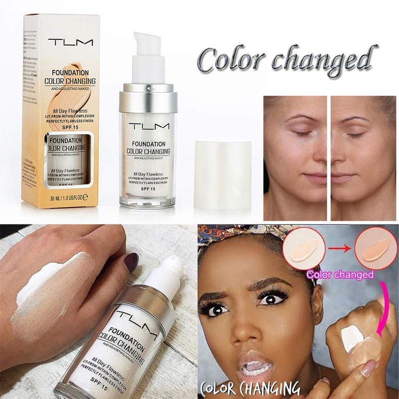 Color Changing Foundation Liquid Set - Flawless Full Coverage Makeup with 2 Brushes & Sponges | 30ml