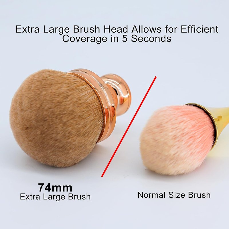 Body Makeup Brush - Extra Large Kabuki Brush for Self Tanner & Bronzer | 74mm Wide Head, Oval Design with Drawstring Bag