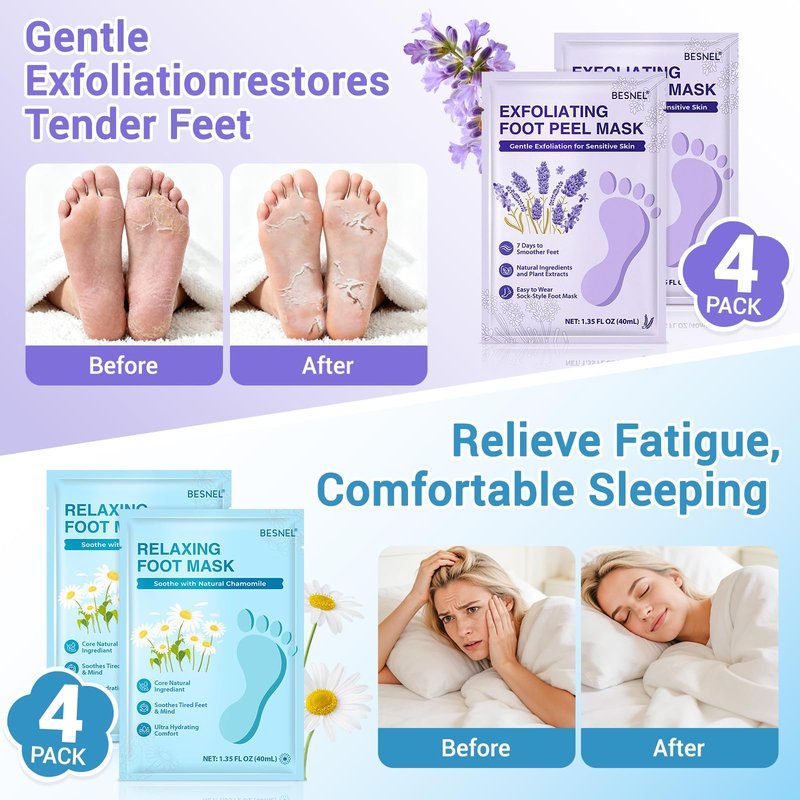 16 Pack Moisturizing Foot Mask,Hydrating Foot Masks for Dry Cracked Feet,Soothing Dry Skin Moisturizer Socks for Baby Soft Feet,Teacher Appreciation Gifts,Foot Care Spa Gifts for Women Men(4 Styles)