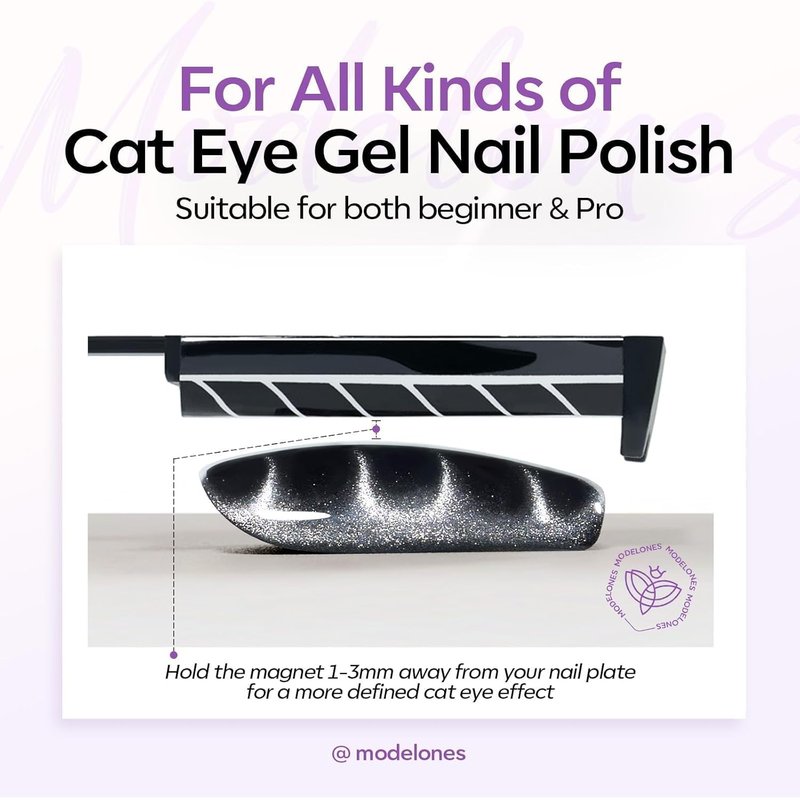Cat Eye Gel Nail Polish Magnet - 8-in-1 Magnetic Nail Art Tool with Steel Ball & Multi-Effect Magnets | DIY Salon Essential