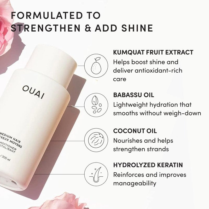 OUAI Medium Hair Shampoo & Conditioner Set | Sulfate-Free, Keratin & Shea Butter Formula - 10 Fl Oz