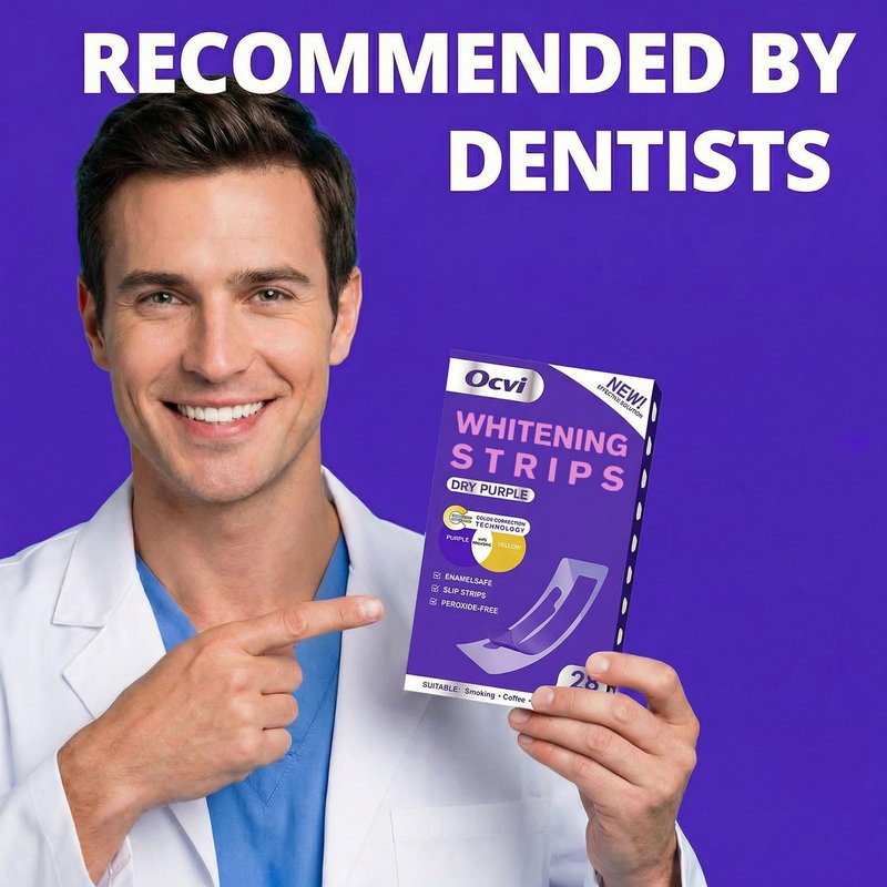 Purple Teeth Whitening Strips - Upgraded No-Residue Formula - Teeth Whitening Strips - Purple Whitening Kit - Enamel Safe & Low Sensitivity - Non-Slip Dry Strip Technology Peroxide-Free - 28 Strips