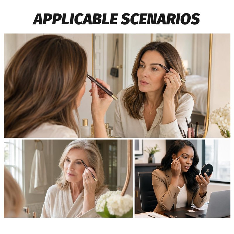 Eyebrow Pencil, 2Pcs Waterproof Microblading Eyebrow Pens, 4 Tip Precise Eye Brow Makeup Pen for Women to Effortlessly Create Hair Like Natural Brows, Non Dry Out and Last All Day