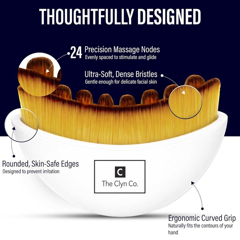 Lymphatic Contour Face Brush - Ultra Soft Bristles for Lymphatic Drainage | Ergonomic Design for Radiant Skin