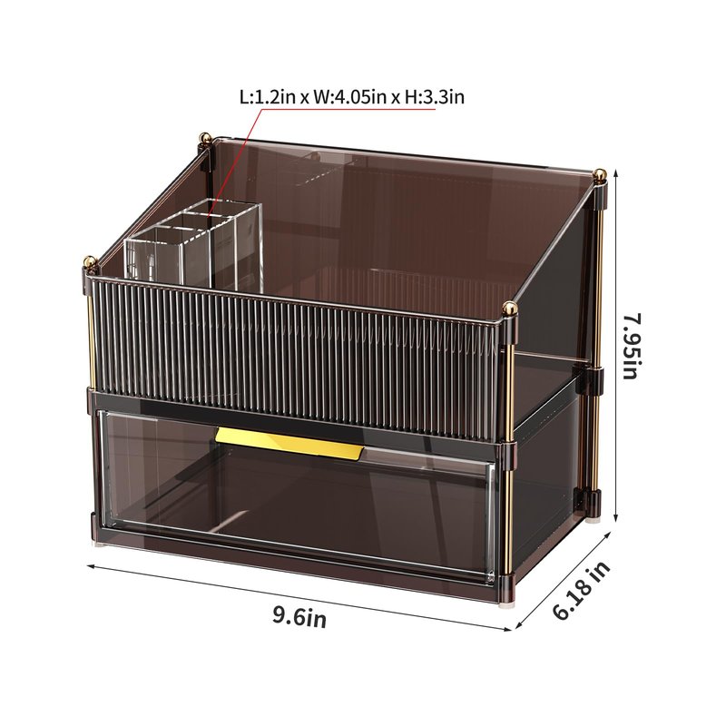INVSSENE Stackable Makeup Organizer Countertop, Storage Perfume Skincare Cosmetic Lipstick Face Mask Makeup Brush Holder Palettes, Ideal for Vanity Bathroom Counter