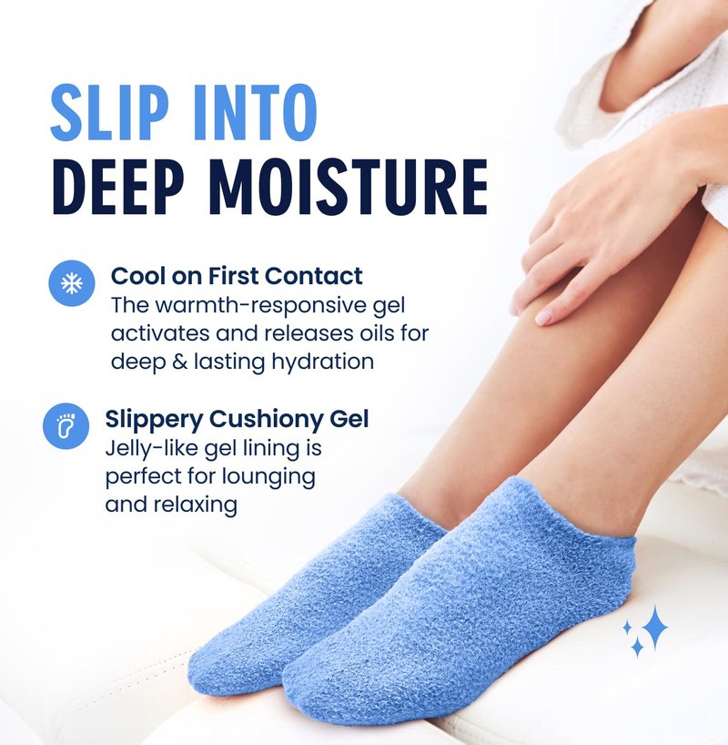 Dr. Frederick’s Original Moisturizing Gel Socks for Men & Women – Dry Feet & Cracked Heel Treatment – Full Foot Gel Lining with Mango Butter, Shea Butter, Jojoba & Coconut Oil (Blue Haven)