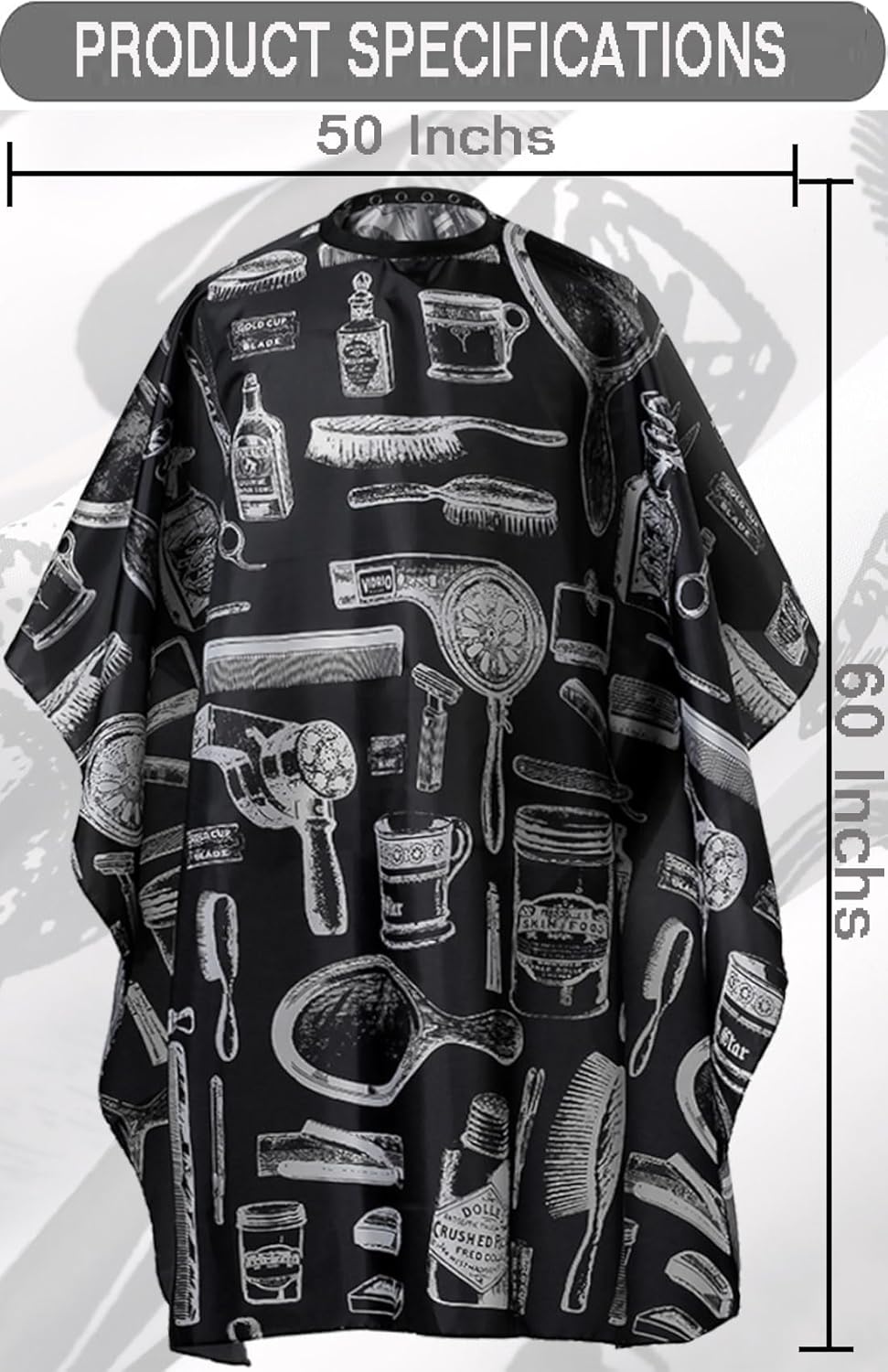Waterproof Hair Styling Cape - Nylon Haircutting Salon Gown with Snap Closure | 50" x 60"