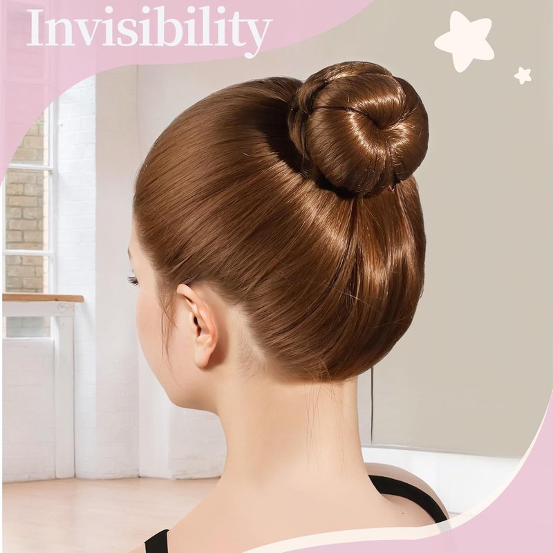 Hair Net for Kids - 20PCS Invisible Hair Nets with 40PCS U Shaped Bobby Pins | 30cm Bun Hair Accessories for Girls - Brown