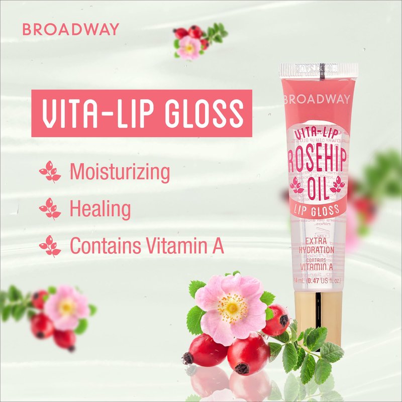 Ruby Kisses Broadway Vita-Lip Clear Lip Gloss (Rosehip Oil 48 Pack), Ultra-Hydrating & Soothing Formula with Vitamin Oils, High-Shine Non-Sticky Finish, Healing Glossy Lip Balm With Vitamin A