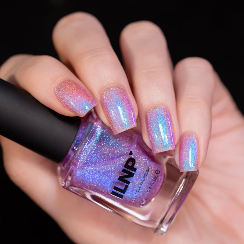 ILNP Flower Child - Pink Holographic Nail Polish, Blue Shimmer Jelly, Sparkly Iridescent Glitter, Quick Dry Non Toxic Vegan Polish