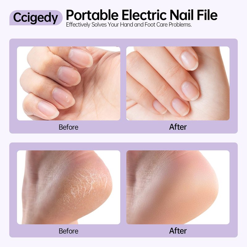 Electric Nail Drill Kit, Electric Nail File Cordless Nail Drill Machine for Acrylic Gel Dip Powder Nails, Professional Portable Manicure Pedicure Rechargeable Lightweight for Home Salon Use