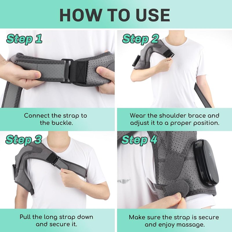 Skiennix Cordless Shoulder Heating Pad - Pain Relief Massager with 3 Heat & Massage Modes | Grey