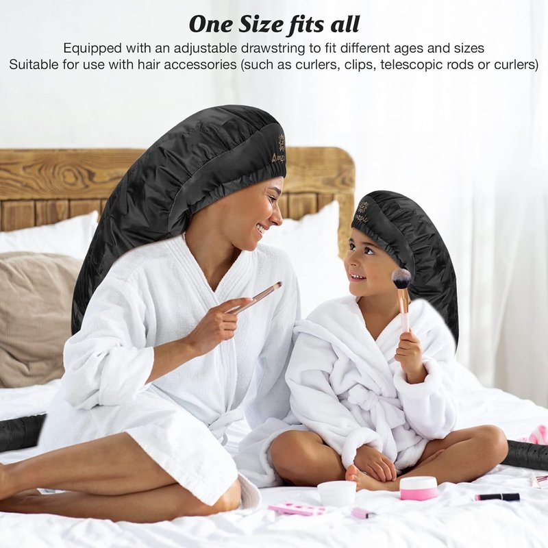 Bonnet Hair Dryer Attachment - Hooded Dryer for Hair Styling & Deep Conditioning | Extended Version, Black