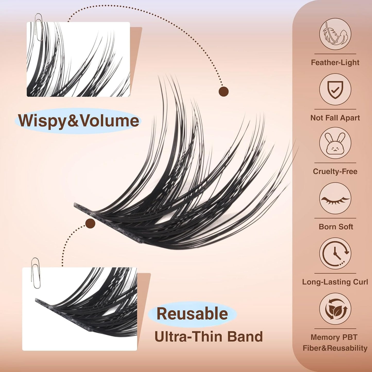 TOOCHUNAG Wispy Lash Clusters - Natural D Curly Individual Eyelash Extensions | Soft 10-16mm DIY Lashes