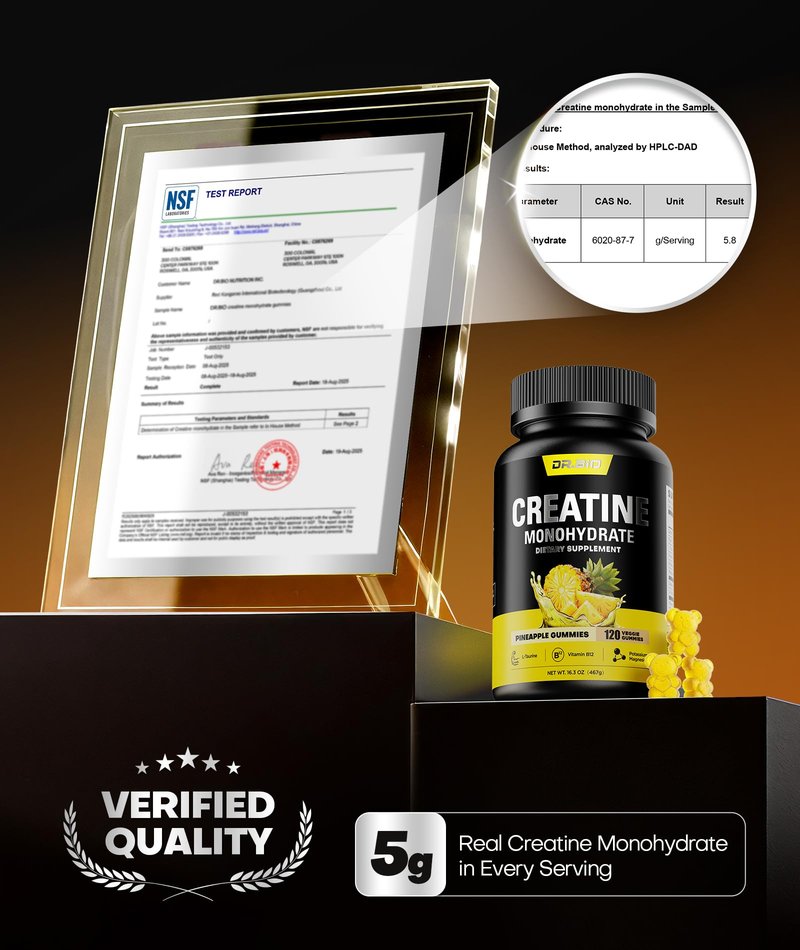 Instant Boost Creatine Monohydrate Gummies, Complex Formula with Real 5000mg Creatine, L-Taurine, B12, Mg & K, Pre-Workout Creatine for Women & Men to Support Energy, Muscle, Recovery, 0 Sugar, Vegan