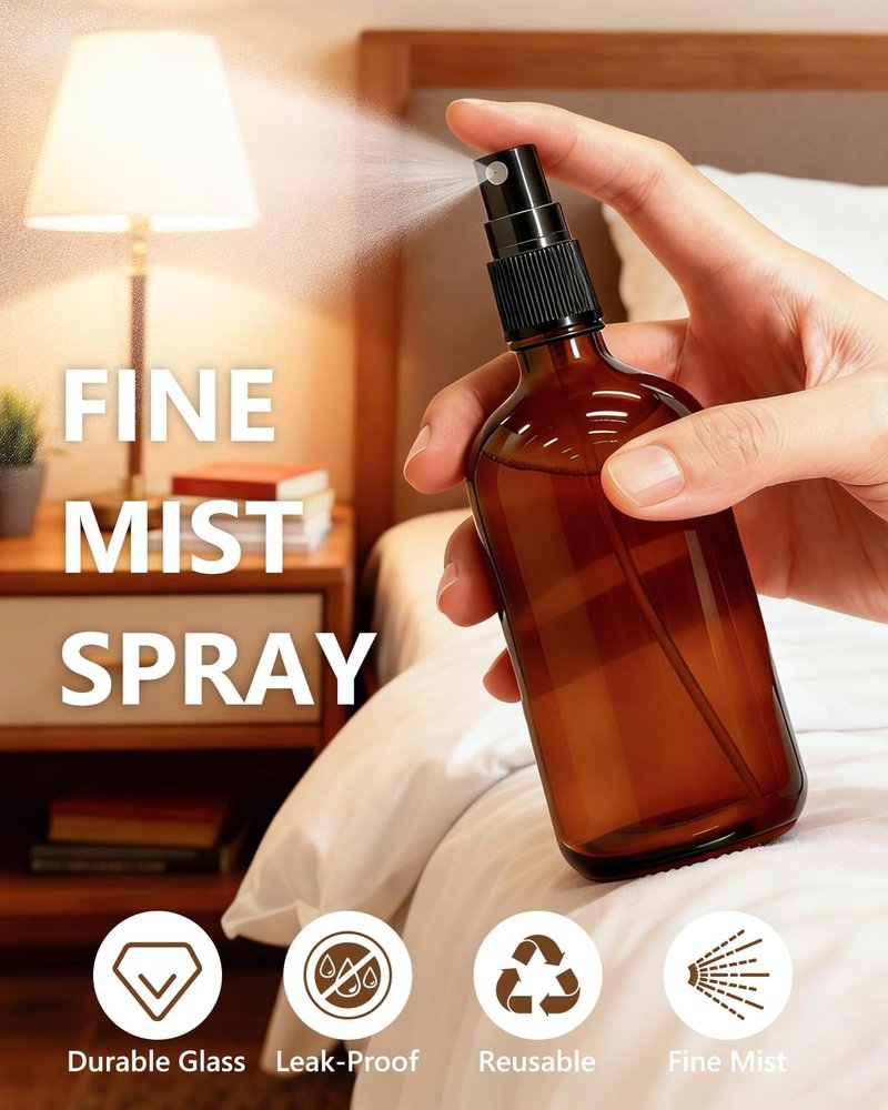 Amber Glass Spray Bottles - 35 Pack 4oz Fine Mist Containers for Essential Oils, Travel, Hair & Skin Care
